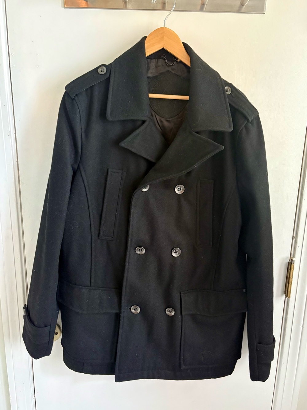 Black Rivet Classic Men's Black Peacoat Jacket